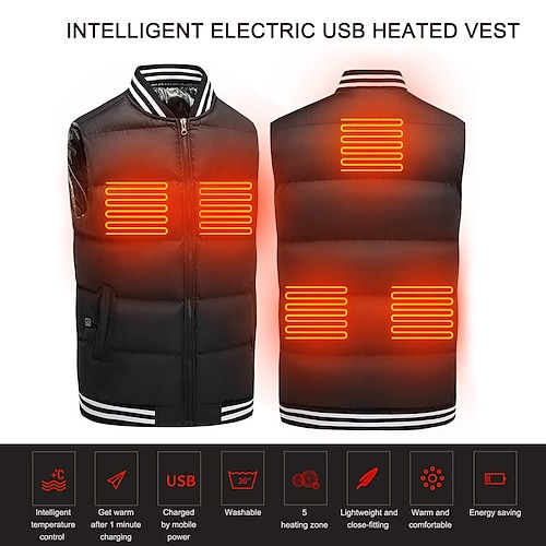 

Novo 5/lugares colete aquecido masculino feminino jaqueta aquecida usb aquecimento roupas térmicas caça inverno moda jaqueta de calor