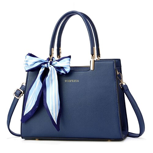 

Femme Fourre-tout Sac d'épaule Sac fourre-tout à langer faux cuir Achats du quotidien Noeud Grande Capacité Couleur unie Noir Bleu de minuit