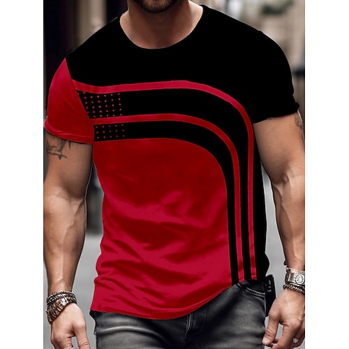 

Géométrique Bloc de couleur Impression 3D Mosaïque du quotidien Motifs 3D Loisir Homme 3D effet T-shirt Graphique T-shirts drôles Plein Air Vacances Usage quotidien T-shirt Rouge Violet Manche Courte