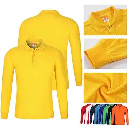 

Homens Camisa polo de caminhada Camisa de golfe Pólo de botões Respirável Secagem Rápida Pavio Humido Manga Longa Vestuário de golfe Roupas de golfe Côr Sólida Primavera Outono Tênis Golfe Pickleball