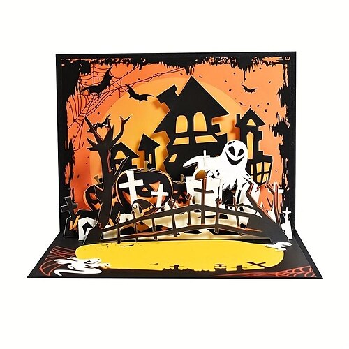 

Tarjetas de felicitación de Halloween, tarjeta emergente feliz para mamá, niños, niñas, abuelas, amigos o cualquier persona, tarjetas de felicitación emergentes en 3D para la víspera de los santos, regalos navideños hechos a mano