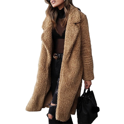 

Mujer Abrigo de peluche Abrigo Calle Ropa Cotidiana Vacaciones Otoño Invierno Regular Abrigo Ajuste regular Mantiene abrigado Transpirable Elegante Casual Estilo callejero Chaquetas Manga Larga Plano