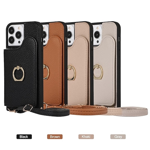 

teléfono Funda Para Apple iPhone 14 13 12 11 Pro Max Plus X XR XS Funda Trasera Casos de titulares de tarjetas con Soporte Piel con correa extraíble para el cuerpo cruzado Retro TPU Cuero de PU