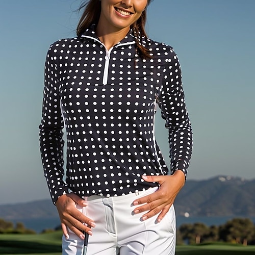 

Mujer Camisas de polo Camiseta de golf Transpirable Secado rápido Dispersor de humedad Manga Larga Ropa de golf ropa de golf Ajuste regular Cremallera Cuello alto Plaid Primavera Otoño Tenis Golf