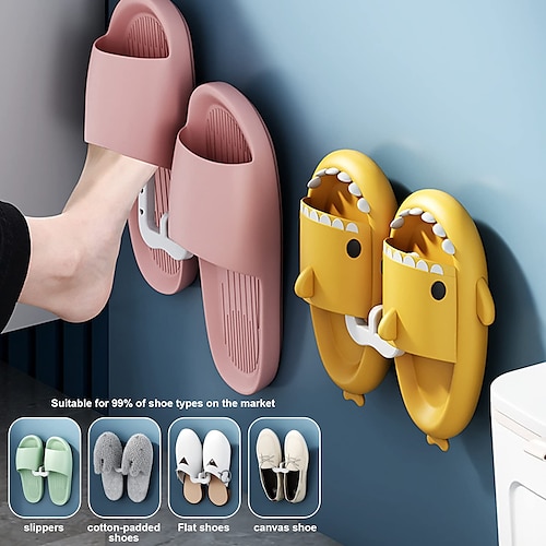 

1pc Shoes Slipper Holder Storage Organizer, Slippers Organizer Wall Hanging without Drilling, Self Adhesive Shoe Rack for Door Closet Bathroom Kitchen