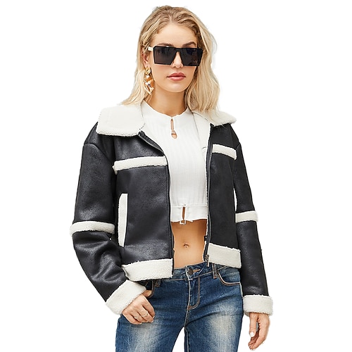 

Mujer Chaqueta de Invierno Chaqueta casual Mantiene abrigado Cómodo Exterior Casual Diario Casual Diario Retazos Bolsillo Bloque de Color Forrado con Lana Cremallera Cuello Vuelto Moderno Casual