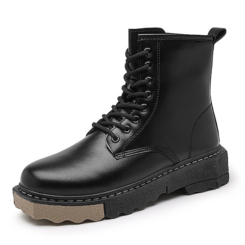 

Homme Bottes Bottes de Combat Bottes de plate-forme Décontractées Britanique du quotidien Marche Polyuréthane Augmentation de la hauteur Bottes Mi-mollet Noir Automne Hiver