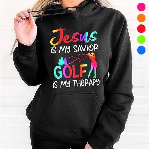 

Mulheres moletom de golfe pulôver de golfe Respirável Secagem Rápida Pavio Humido Manga Longa Vestuário de golfe Roupas de golfe Normal 1/4 Zip Colarinho Alto Letra Estampado Primavera Outono Tênis