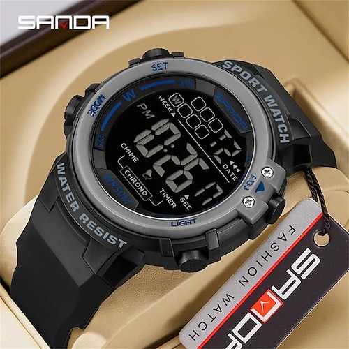 

SANDA Mujer Hombre niños Reloj Digital Al Aire Libre Deportes Moda Reloj de Muñeca LCD Calendario IMPERMEABLE Silicona Reloj