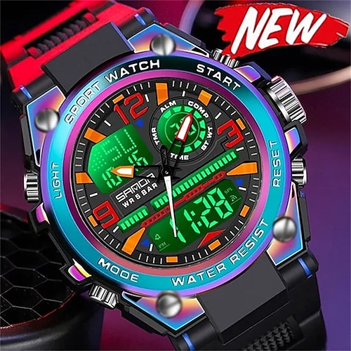 

SANDA Men Digital Watch Outdoor Sports Fashion Wristwatch Luminous LED Back Light Calendar Waterproof TPU Watch