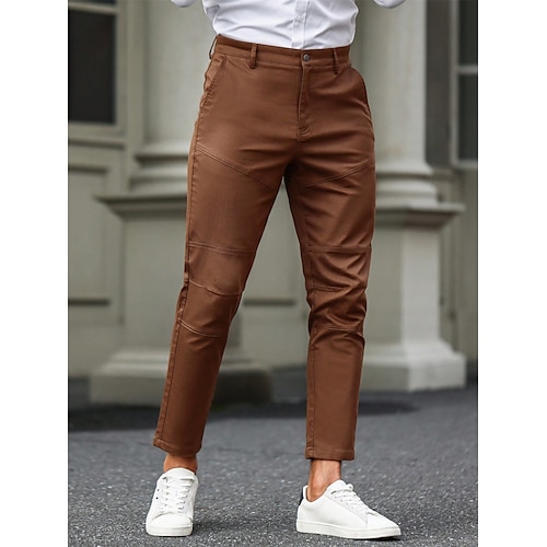 

Hombre Pantalones Chinos Pantalones casuales Retazos Bolsillo delantero Plano Comodidad Casual Diario Festivos Mezcla de Algodón Moda Básico Caqui Café