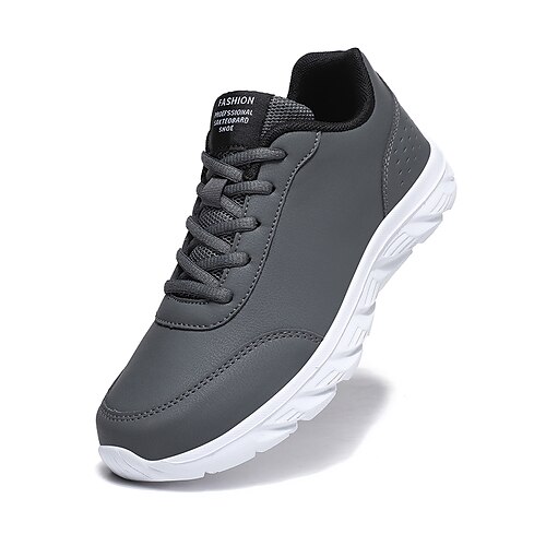 Men's Casual Shoes Light Soles Comfort Shoes Sporty Casual Daily PU  Breathable Comfortable Lace-up Black / White Black Gray Spring Fall 2024 -  $32.99