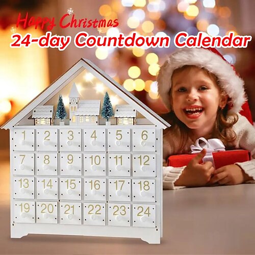 

calendario de cuenta regresiva de 24 días blanco de madera calendario digital de navidad adornos adornos de navidad adornos artesanales para el hogar