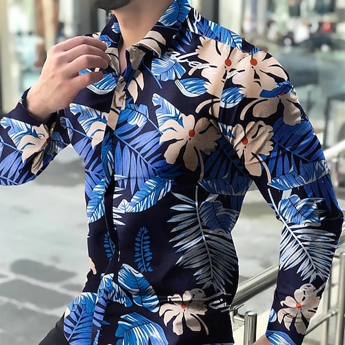 

Herren Hemd Blumen Grafik-Drucke Umlegekragen Blau Grün Outdoor Strasse Langarm Bedruckt Bekleidung Modisch Strassenmode Designer Brautkleider schlicht