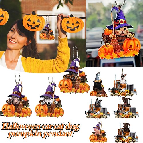 

nouveaux produits transfrontaliers halloween thème citrouille chat chien voiture ornement halloween arbre ornement décoration de la maison