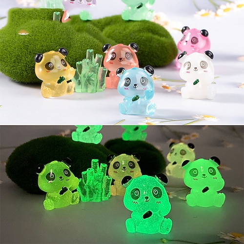 

30 pièces micro paysage résine ornements lumineux dessin animé petit panda ornements voiture de bureau décorations créatives accessoires diymini paysage décoration jouets