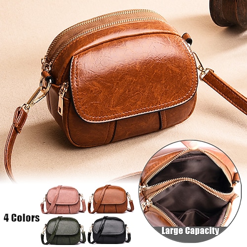 

Mujer Bolso bandolera Bolsa de hombro Teléfono Móvil Bolso Bolsa domo Cuero de PU Exterior Diario Cremallera Gran Capacidad Impermeable Ligero Color sólido Negro Rosa Marrón