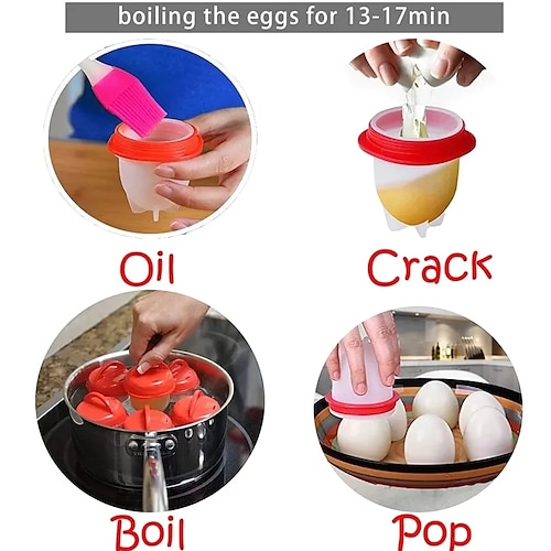 Uds taza para hervir huevos, taza de molde para caldera de huevos, caldera  de silicona para huevos, estufa de caldera para freír al aire para hervir  huevos