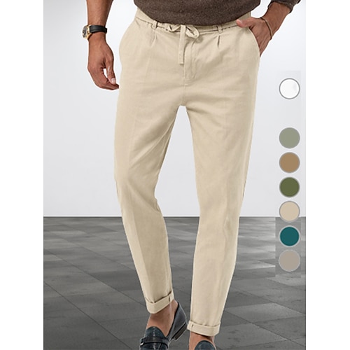 

Hombre pantalones de traje Pantalones Pantalones de traje Bolsillo Correa Cintura elástica Plano Oficina Negocio Casual Moda Básico Negro Blanco