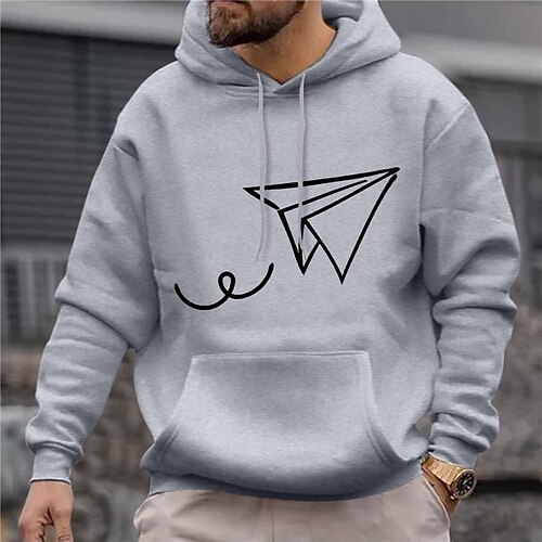 

Men's Pullover Hoodie Sweatshirt Red Blue Gray Hooded Graphic Prints Print Daily Sports Streetwear Designer Basic Spring Fall Clothing Apparel Paper Airplane Hoodies Sweatshirts