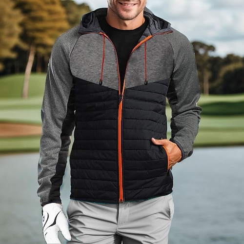 

Men's Golf Jacket Thermal Warm Windproof Lightweight Long Sleeve Golf Apparel Golf Clothes Regular Fit with Pockets Full Zip Color Block Winter Autumn Tennis Golf Pickleball