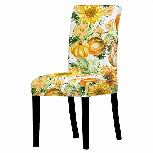 

Housse de chaise de salle à manger en spandex extensible citrouille d'automne housse de chaise extensible 1 pièce, housse de protection de chaise de Thanksgiving housse de siège avec bande élastique