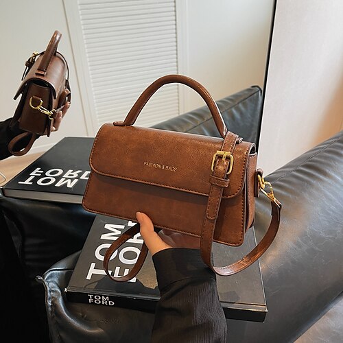

Femme Sac bandoulière faux cuir du quotidien Fermeture Etanche Couleur unie Noir Marron