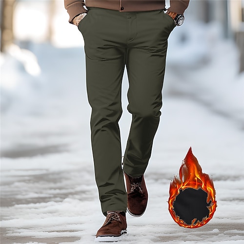 

Men's Fleece Pants Winter Pants Trousers Chinos Casual Pants Front Pocket Plain Comfort Warm Business Daily Holiday Fashion Chic Modern Black Army Green