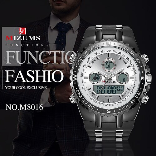 

MIZUMS Men Digital Watch Quartz Watch Luxury Large Dial Fashion Business Luminous Calendar Waterproof Silicone Watch