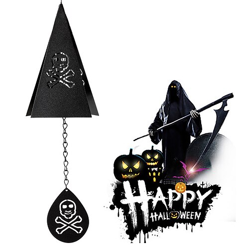 

crâne pendentif garniture en métal carillons à l'extérieur décorations extérieures carillon à vent décoratif squelette carillon à vent halloween crâne ornement créatif triangle carillon à vent