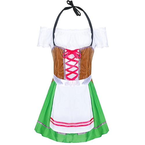 

Carnaval Fête d'Octobre Fête internationale de la bière Costume Tablier Dirndl Trachtenkleader Fête d'Octobre / Bière Bavarois Femme de ménage Bavarois Allemand Munich Prairies Femme Tissu de style