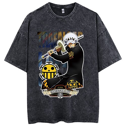 

uma peça trafalgar d. camiseta water law oversized acid wash camiseta punk gótica retrô vinatge street style hip hop unissex adultos crianças