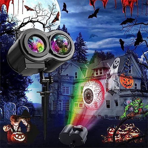 

Halloween Projector Lights, 2-in-1 Ocean Wave LED Waterproof Light Outdoor Indoor Light for Thanksgiving Halloween Theme Holiday Party Landscape Decorations