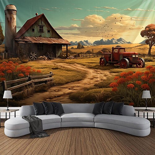 

Autumn Countryside Hanging Tapestry Wall Art Large Tapestry Mural Decor Photograph Backdrop Blanket Curtain Home Bedroom Living Room Decoration