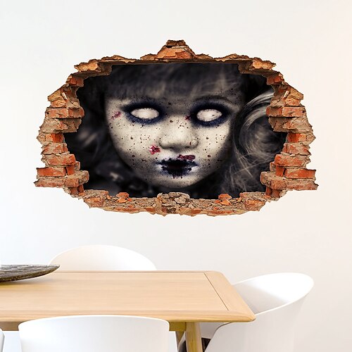 

3D-Halloween-Geist-Breaking-Wand-Halloween-Dekoration, abnehmbarer Heimaufkleber, Vinyl-Wandaufkleber, Kunstdekor von Eamall