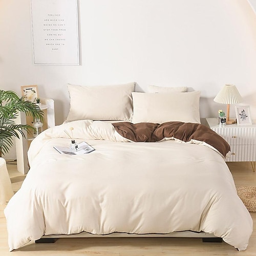 

Ins Style Simple Solid Color Double Contrasting Color Quilt Cover Three-Piece Set Duvet Cover Set Bedding Set