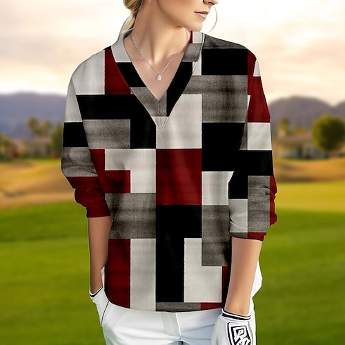 

Mujer Jersey de golf Sudadera Golf Mantiene abrigado Transpirable Dispersor de humedad Manga Larga Ropa de golf Camiseta Plaid Primavera Otoño Tenis Golf pepinillo