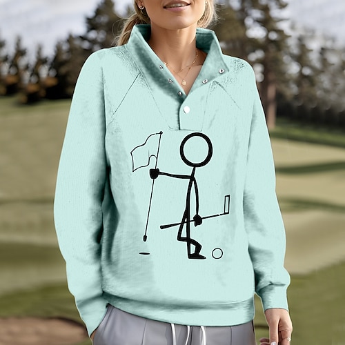 

Mujer Sudadera con capucha de golf Jersey de golf Sudadera Golf Mantiene abrigado Transpirable Dispersor de humedad Manga Larga Ropa de golf Camiseta Ajuste regular Botón Bolsillos laterales Impreso