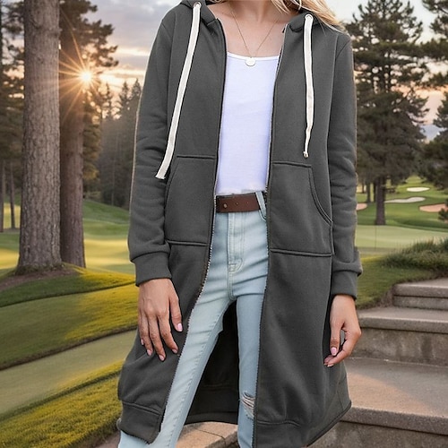 

Femme Sweat à capuche de golf Chaud Respirable Séchage rapide manche longue Vêtements de golf Vêtements d'extérieur de golf Zippé Capuche Couleur unie Hiver Automne Tennis Le golf Pickleball