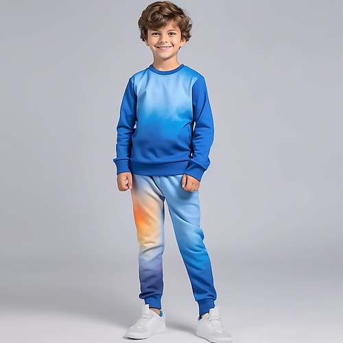 

Jungen 3D Graphic Steigungsrampe Sweatshirt Hose Kleidungsset Langarm 3d Drucken Herbst Winter Aktiv Modisch Cool Polyester kinderkleidung 3-12 Jahre Outdoor Strasse Urlaub Regular Fit