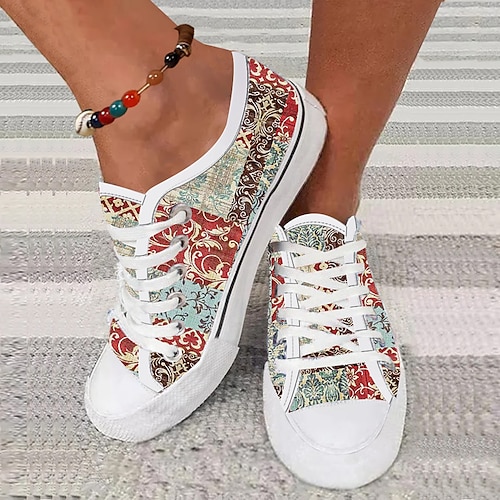 

Mujer Zapatillas de deporte Zapatillas Canvas Zapatos estampados Tallas Grandes Zapatillas Canvas Víspera de Todos los Santos Diario Con Cordón Tacón Plano Dedo redondo Casual Confort Pijo Tela