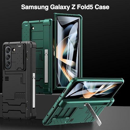 

teléfono Funda Para Samsung galaxia Z Fold 5 Trabajos Pesados y protector de pantalla Anti-Arañazos Soporte de carga inalámbrica Diseño Geométrico Armadura ordenador personal Metal