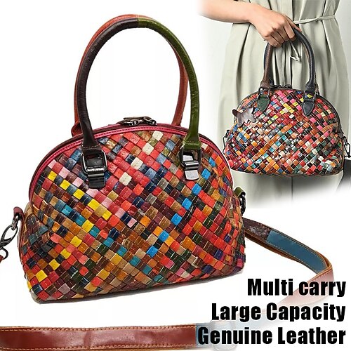 

Mulheres Bolsa de Mão Bolsa crossbody Dome Bag Couro Diário Feriado Ziper Grande Capacidade Durável Anti poeira Bloco de cor Retalhos Cor Aleatória