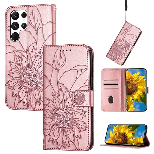 

Phone Case For Samsung Galaxy S23 S22 S21 S20 Ultra Plus FE A54 A34 A14 A73 A53 A33 A23 A13 A72 Note 20 Ultra 10 Plus A52 A42 A32 Wallet Case with Wrist Strap With Card Holder Kickstand Retro Flower