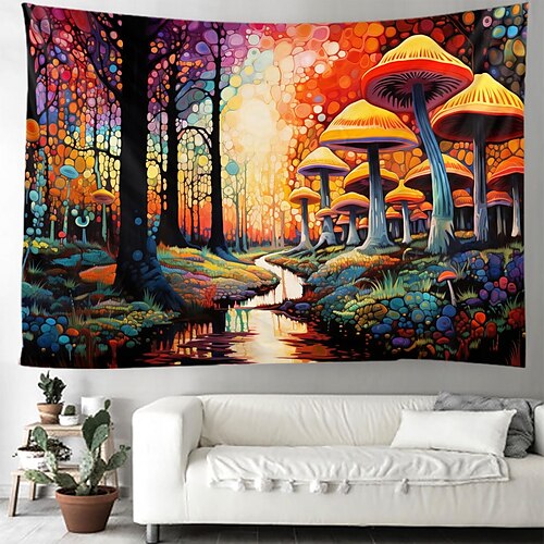 

aquarelle champignon suspendu tapisserie mur art grande tapisserie murale décor photographie toile de fond couverture rideau maison chambre salon décoration