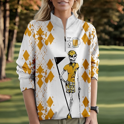 

Mujer Sudadera con capucha de golf Jersey de golf Sudadera Golf Mantiene abrigado Transpirable Dispersor de humedad Manga Larga Ropa de golf Camiseta Ajuste regular Bolsillos laterales 1/4 cremallera