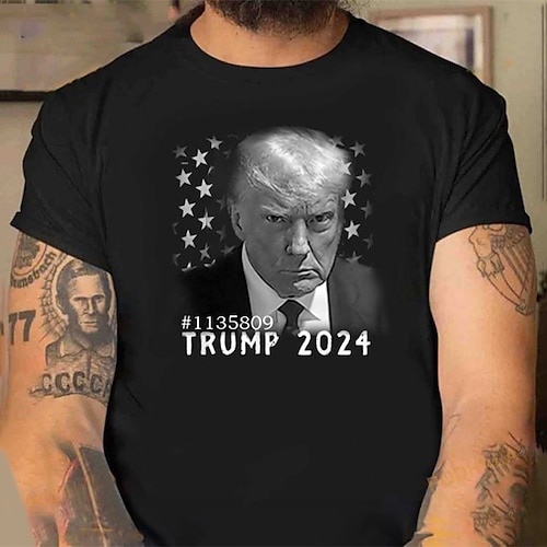 

Grafik-Drucke Trumpf Modisch Designer Klassisch Herren T Shirt Grafischen T-Shirt Legerer Stil Klassicher Stil Outdoor Strasse Sport T-Shirt Schwarz Kurzarm Rundhalsausschnitt Hemd Sommer Bekleidung