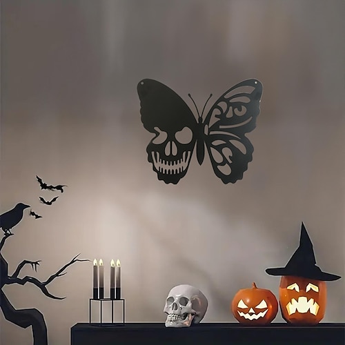 

Halloween Metal Skull Butterfly Metal Wall Decor Metal Wall Art Bird Ornament Home Bedroom Living Room Window Decoration