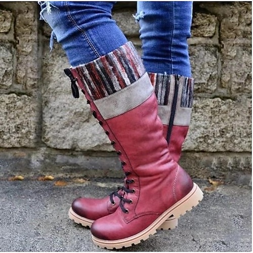 

Damen Stiefel Komfort Schuhe Springerstiefel Übergrössen Täglich Gehen Sommer Niedriger Absatz Runde Zehe Elegant Brautkleider schlicht Komfort Wanderschuhe Kunstleder Schnürsenkel Feste Farbe