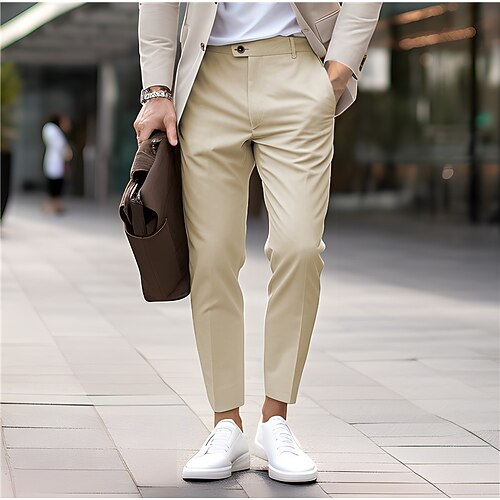 

Herren Hose Hosen Chinesisch Chino Freizeithose Vordertasche Glatt Komfort Atmungsaktiv Casual Täglich Festtage Modisch Basic Schwarz Weiß